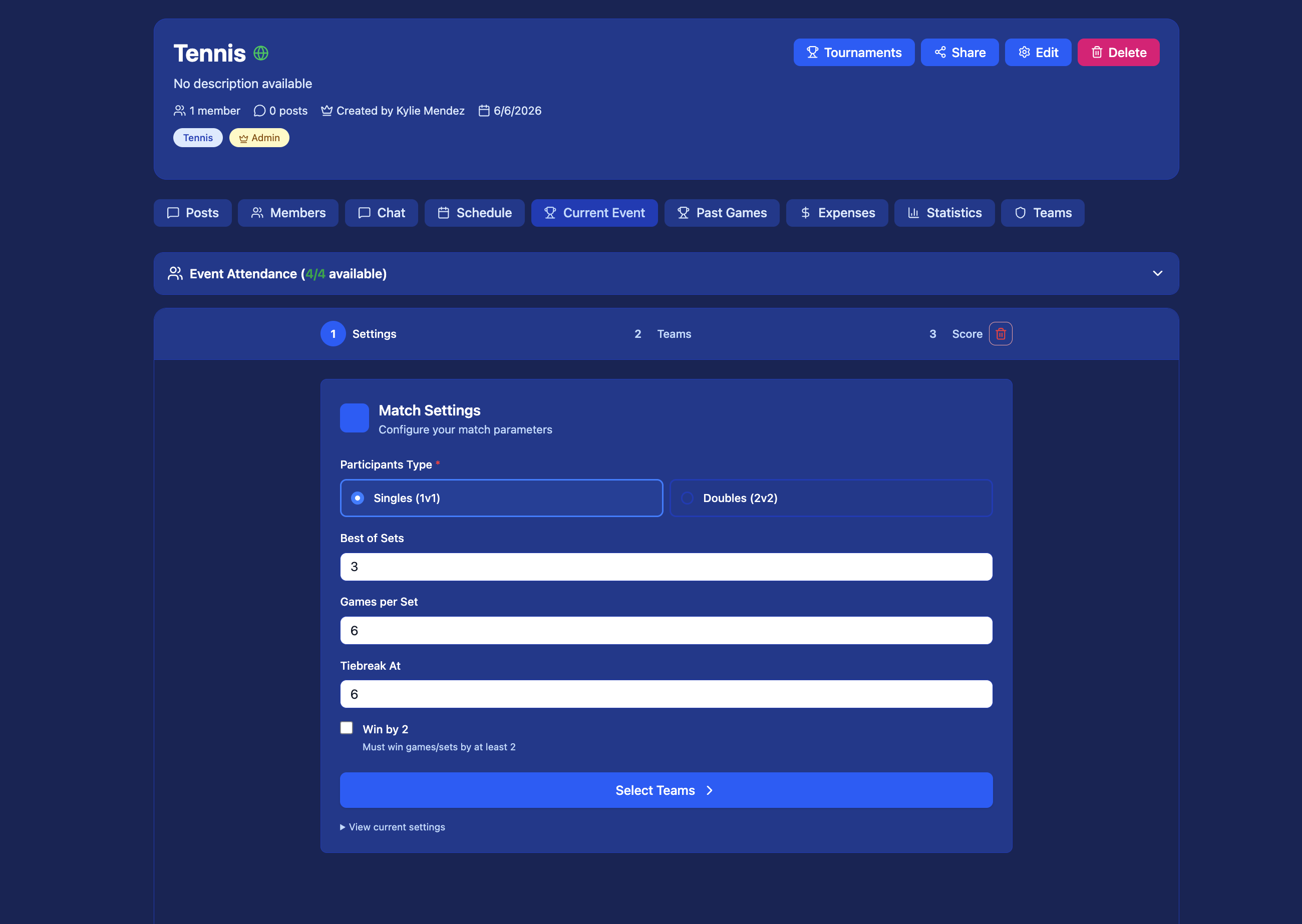 Tennis scoring screen 1